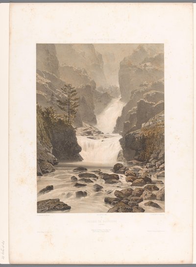 Zicht op de Barberine-waterval bij Vallorcine door Eugene Ciceri