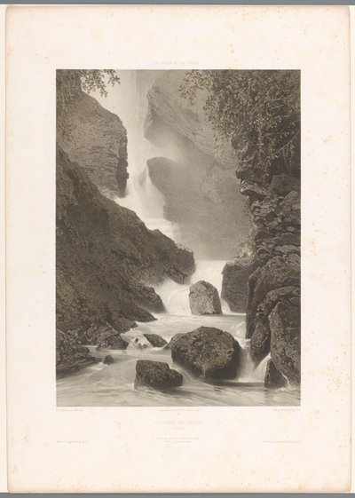 Zicht op de Chède-waterval door Eugene Ciceri