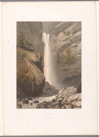 Zicht op de Dard-waterval door Eugene Ciceri