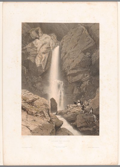 Zicht op de Pélerins-waterval door Eugene Ciceri