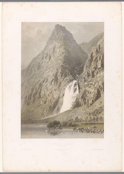 Zicht op de waterval van Pissevache (Gezichten in Zwitserland en Savoye) door Eugene Ciceri