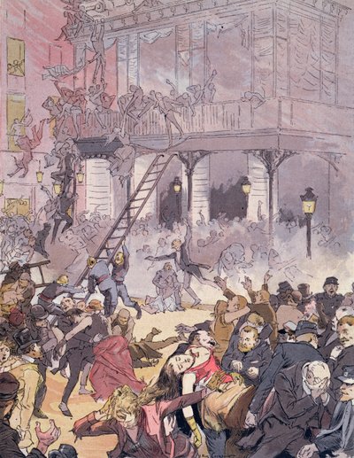 Brand in de Opera Comique, 25 mei 1887 door Eugene Courboin