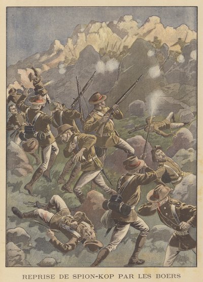 Slag om Spion Kop, Zuid-Afrika (kleur litho) door Eugene Damblans