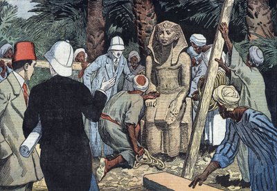 Ontdekt van het standbeeld van Sesostris III in 1862 door Eugene Damblans