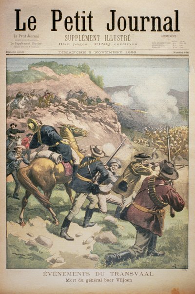 Gebeurtenissen in de Transvaal: de Dood van de Boeren Generaal Viljoen, voorpagina van Le Petit Journal, 5 november 1899 door Eugene Damblans