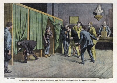 Eerste tests van de isolatiecabine tijdens de verkiezingen in Bretagne door Eugene Damblans
