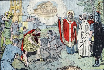 De Romeinse keizer Constantijn I (272-337), na zijn doop door paus Sylvester, besloot de Basiliek van de Heilige Verlosser in Lateranen (nu Sint-Jan van Lateranen, San Giovanni in Laterano) te bouwen, die in 324 werd ingewijd, en nam twaalf manden door Eugene Damblans