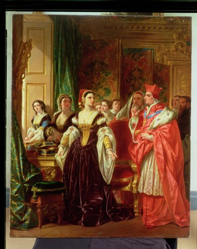 Een scène uit Shakespeares Henry VIII; Kardinaal Wolsey en Katherine van Aragon, 1858 door Eugene Deveria