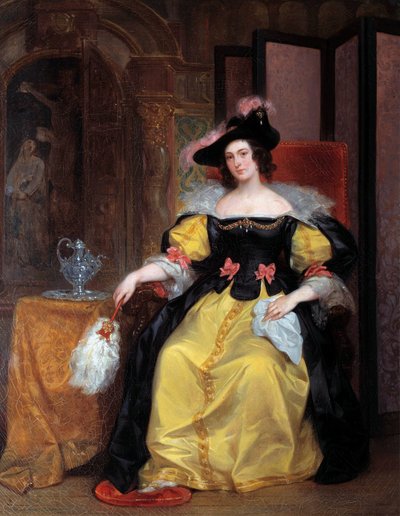 Portret van een vrouw. Een elegante vrouw van de aristocratie. Schilderij door Eugene Deveria (1808-1865) 19e eeuw. Rennes, Museum voor Schone Kunsten door Eugene Deveria