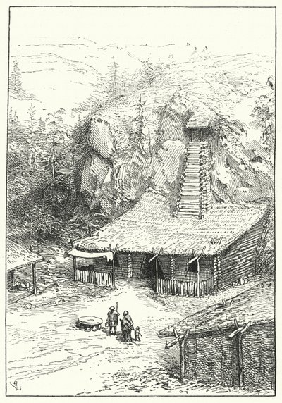 Arische woning in het oude India door Eugene Emmanuel after Viollet le Duc