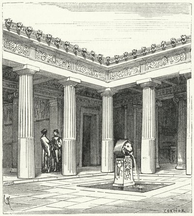 Dorische binnenplaats van een oud-Grieks huis door Eugene Emmanuel after Viollet le Duc