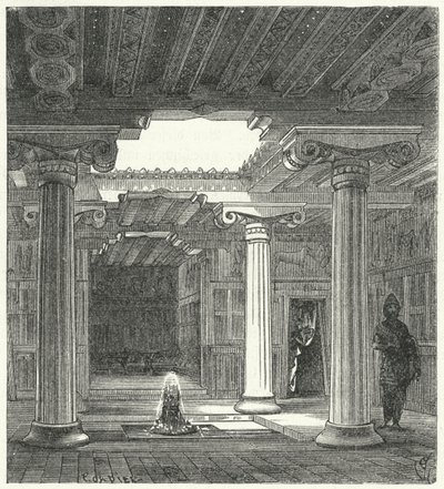 Ionische binnenplaats van een oud-Grieks huis door Eugene Emmanuel after Viollet le Duc