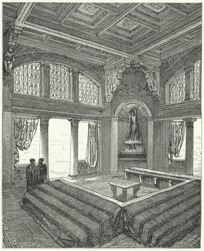 Triclinium, formele eetkamer in een Romeins gebouw door Eugene Emmanuel after Viollet le Duc