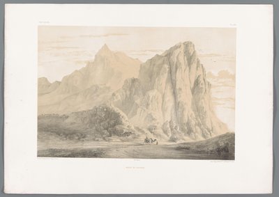 Berg Behistun in Iran door Eugene Flandin