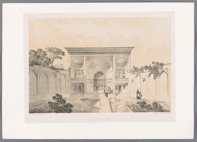 Binnentuin van het huis Hussein Khan in Tabriz door Eugene Flandin