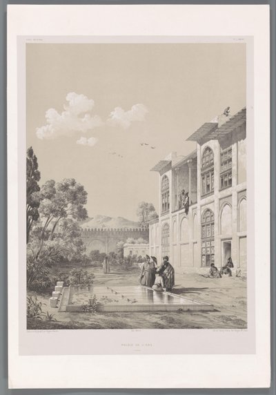 Gezicht in de tuin van de Arg van Karim Khan door Eugene Flandin