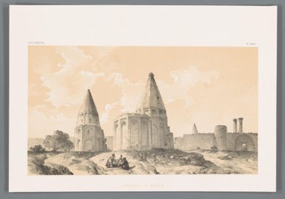 Graftombes in Qom door Eugene Flandin