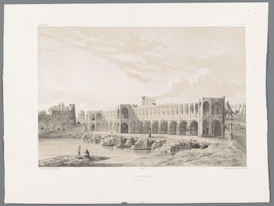 Khaju brug of Pol-e Khaju in Isfahan door Eugene Flandin