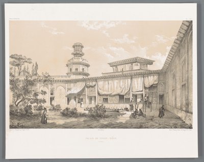 Paleis Char Bagh in Isfahan door Eugene Flandin