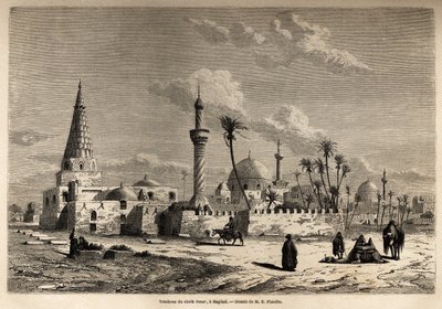 Het graf van Sheikh Omar, in Bagdad, tekening door Eugene Flandin, ter illustratie van zijn reis naar Mesopotamië in 1840-1842. Gravure in 