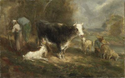 Boerderij met vee door Eugene Fromentin