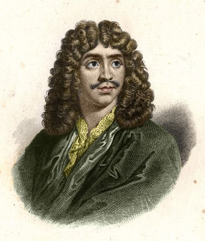 Jean Baptiste Poquelin, genaamd Molière (1622 - 1673) gegraveerd door Giraut door Eugene Giraud