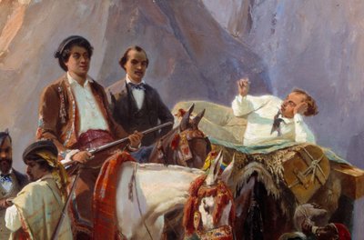 Herinnering aan de reis van Parijs naar Cadiz gemaakt in 1846 door Alexandre Dumas en zijn vrienden (detail) door Eugene Giraud