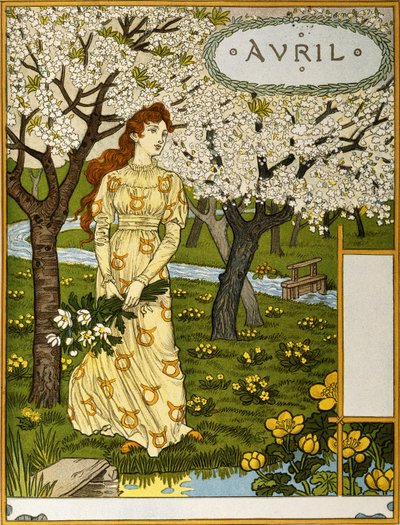 April, Illustratie uit het kunstportefeuille "Le Mois", 1896 door Eugene Grasset