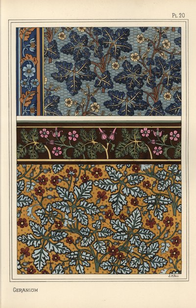 Geranium motieven in patronen voor behang en stof door Eugene Grasset