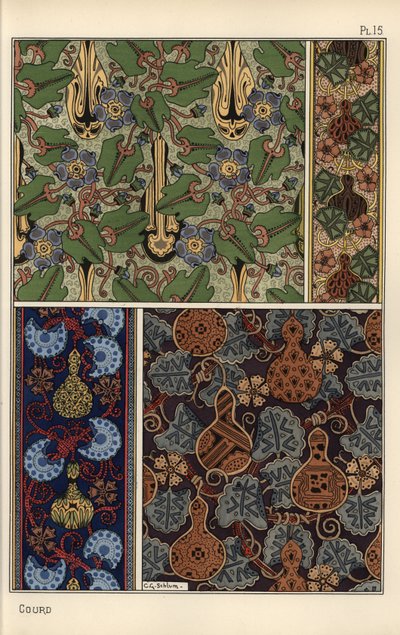 Kalebas in stof- en behangpatronen door Eugene Grasset