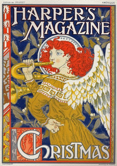 Religie. Kerstengel. Poster door Eugene Grasset voor Harper