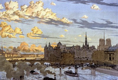 Het Île de la Cité gezien vanaf de Louvre-brug door Eugene Grasset