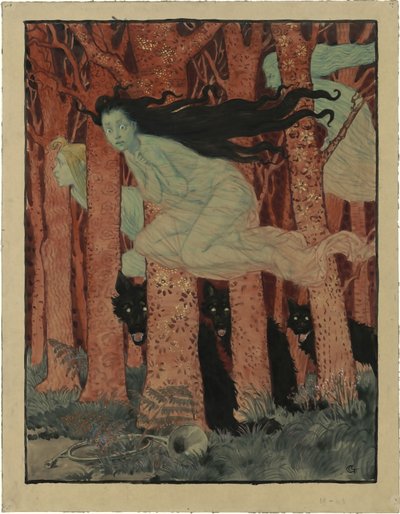 Trois femmes et trois loups door Eugene Grasset