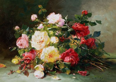 Een boeket rozen door Eugene Henri Cauchois