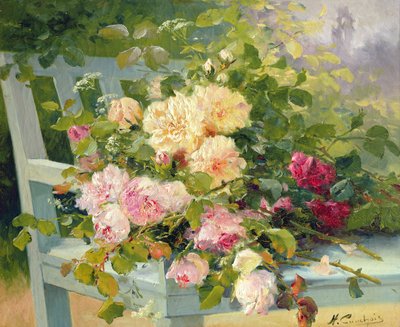 Rozen op de bank door Eugene Henri Cauchois