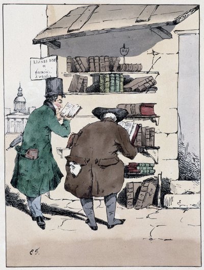 Boekwinkel, rue de Sandstone in het Latijns Kwartier - in "Souvenirs d