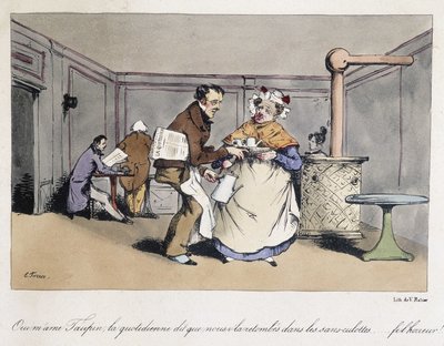 Boskarikatuur in een Frans café. door Eugene Hippolyte Forest