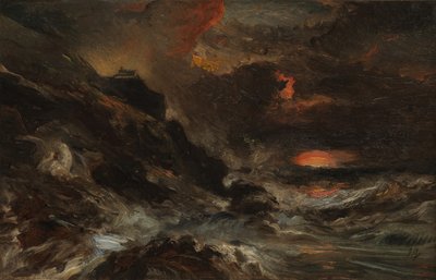 Een storm voor de kust van Normandië door Eugene Isabey