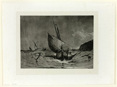 Vissersboot in de storm door Eugene Isabey