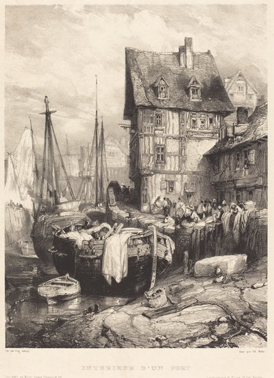 Interieur van een haven door Eugene Isabey