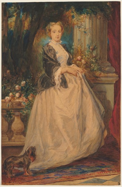Portret van Madame Thomas née Camille Boucher door Eugene Isabey