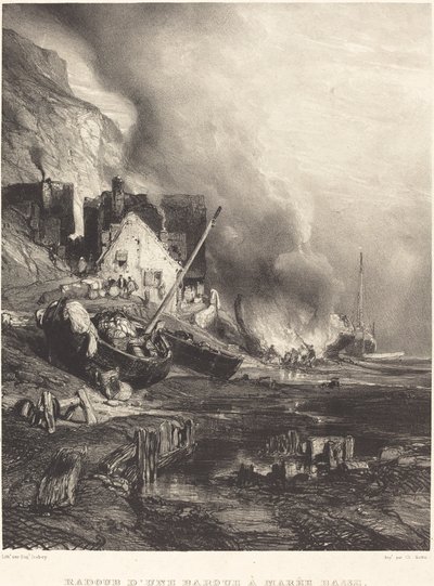Herstel van een Boot bij Eb door Eugene Isabey
