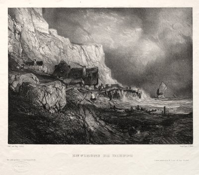 Zes mariniers: Omgeving van Dieppe door Eugene Isabey