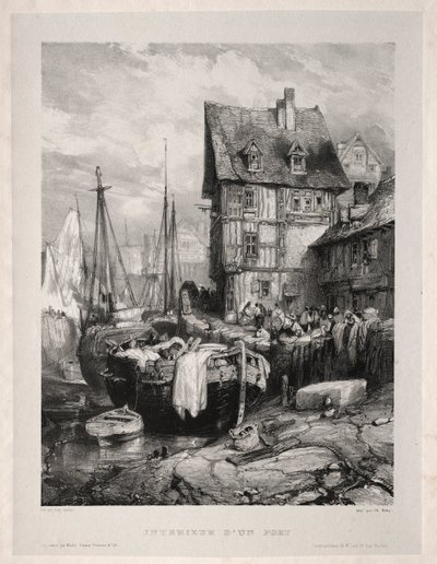 Zes marines: Interieur van een haven, 1833 door Eugene Isabey