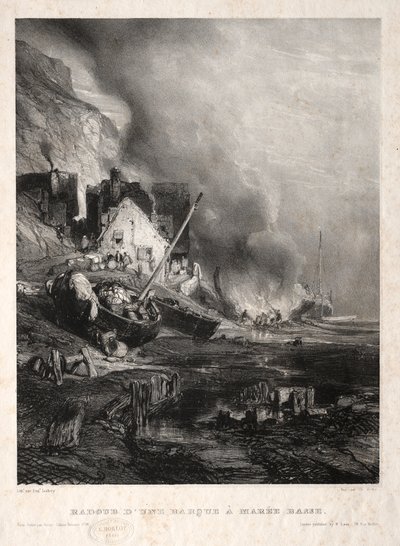 Zes marines: Radoub van een boot bij eb, 1833 door Eugene Isabey