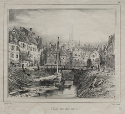 Uitzicht op Caen door Eugene Isabey