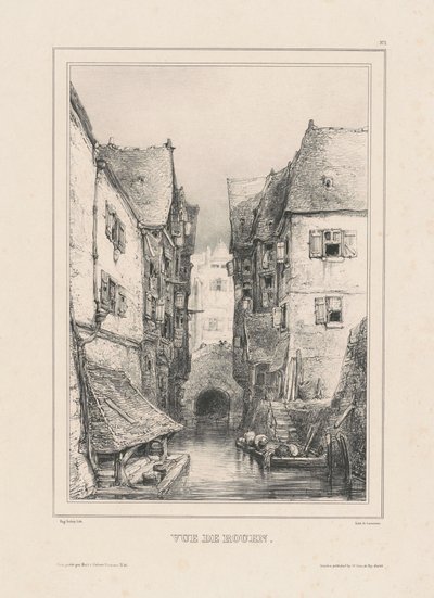 Gezicht op Rouen door Eugene Isabey