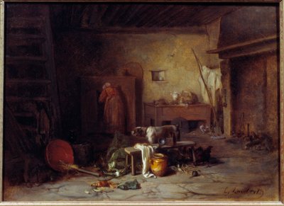 Keukeninterieur in Nohant Keuken van het huis van George Sand (Aurore Dupin, Baronne Dudevant) (1804-1876) (?). schilderij door Eugène Lambert (1825-1900) 19e eeuw Parijs, Museum van het Romantische Leven door Eugene Lambert