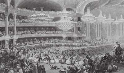 Het grote gemaskerde bal in de Opera door Eugene Louis (after) Lami