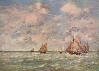 Een zeelandschap, ca. 1850 door Eugene Louis Boudin